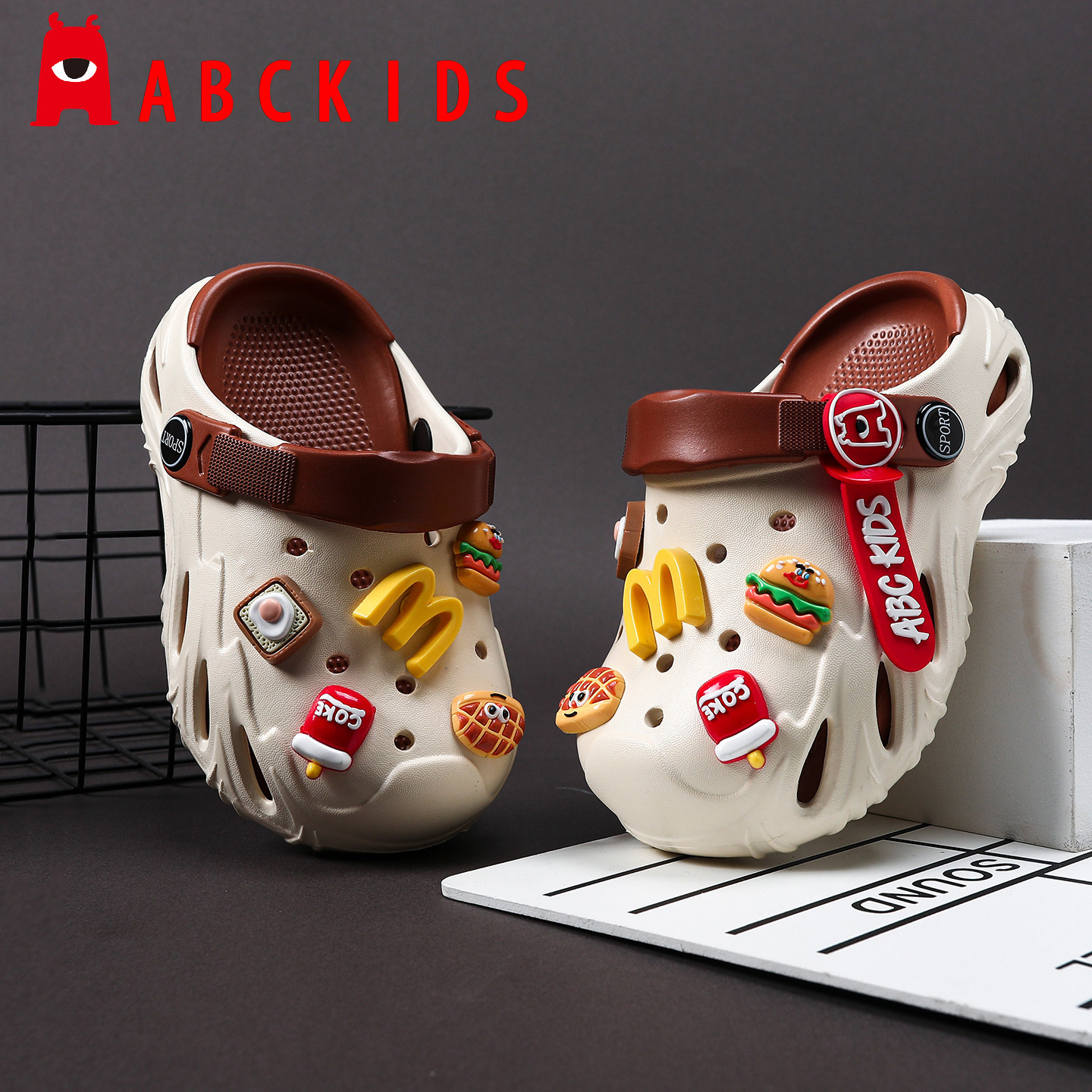 Abckids 儿童洞洞鞋男童拖鞋小孩凉鞋软底轻便新款户外凉拖沙滩鞋