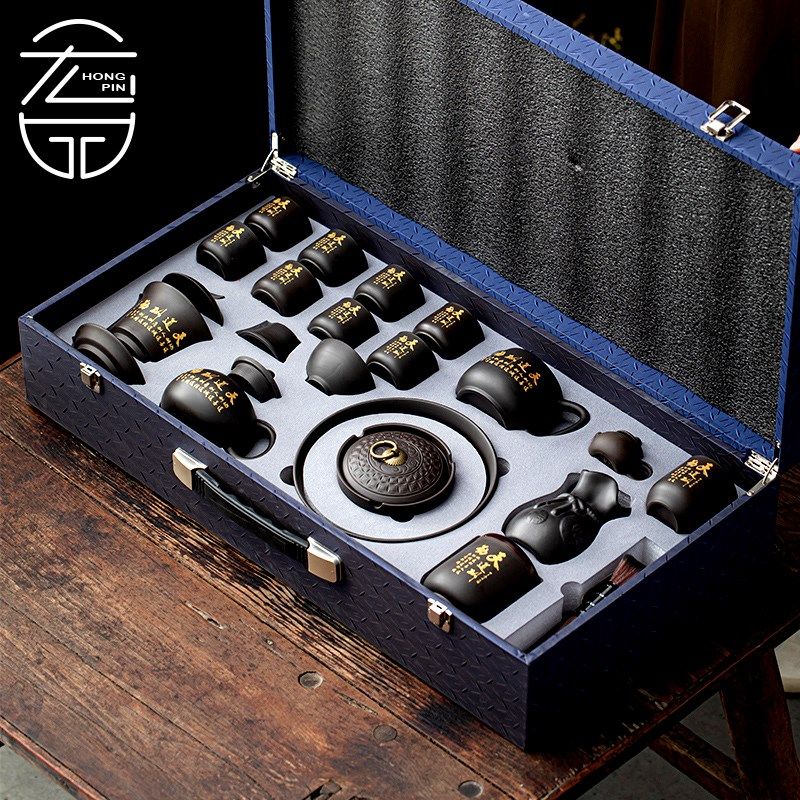 新紫砂功夫茶具套装中式复古高档紫陶茶壶盖碗茶杯办公室家用送礼,餐饮具,功夫茶具,淘宝优惠券,粉丝福利购,淘宝优惠卷