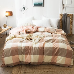 全棉水洗棉无荧光色织透气被套罩150x160x210x200x230cm加大定制