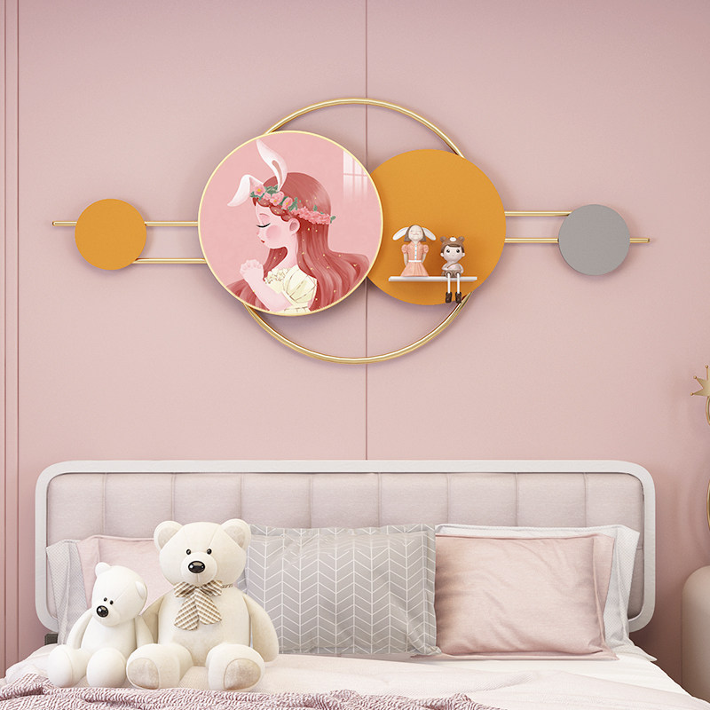 女孩卧室床头挂画可爱卡通男生儿童房间装饰画创意公主房温馨壁画