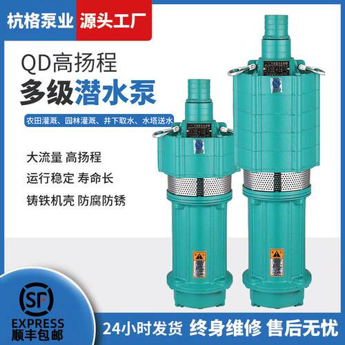 3方QD多级潜水泵家用潜水泵高扬程清水泵10方大流量小老鼠抽水泵