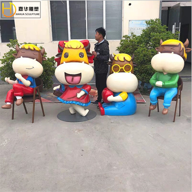 户外园林小品卡通奶牛玻璃钢雕塑农场商场美陈幼儿园装饰品大摆件