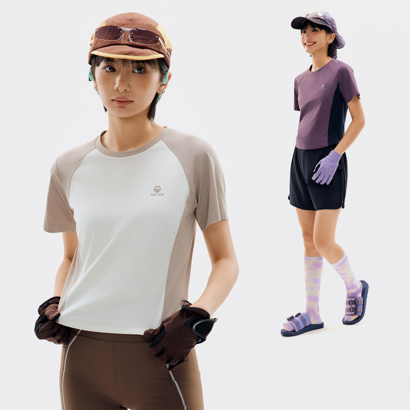 探拓速干T恤女短袖修身短款上衣