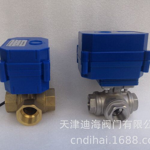 4 分6分不锈钢微型电动三通球阀  DN15 直流DC12-24V电动三通球阀