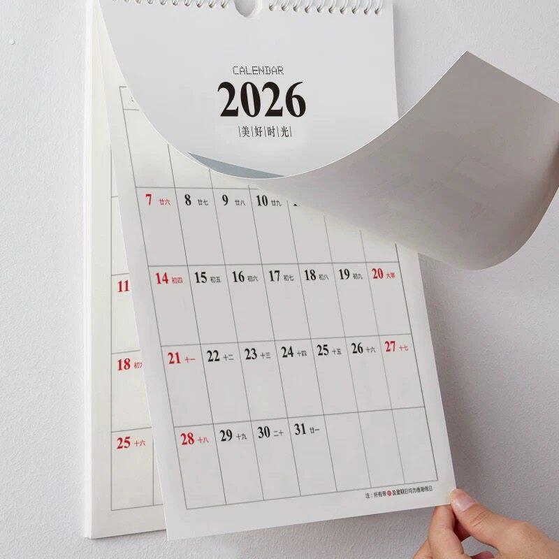2026年2025年简约大号挂历大格子记事月历商务日历本墙历手撕年历