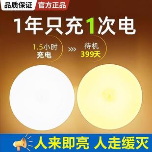 人体感应灯夜间自动亮灯家用走廊过道厕所智能声控充电小夜灯床头