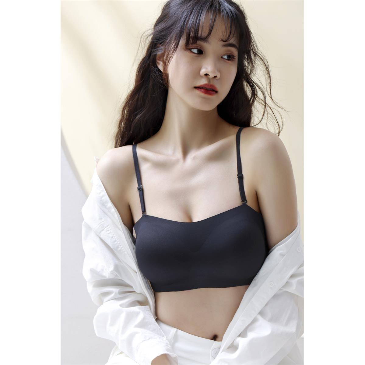 无肩带内衣夏女文胸罩裹胸无痕无钢圈隐形抹胸式小胸显大聚拢防滑