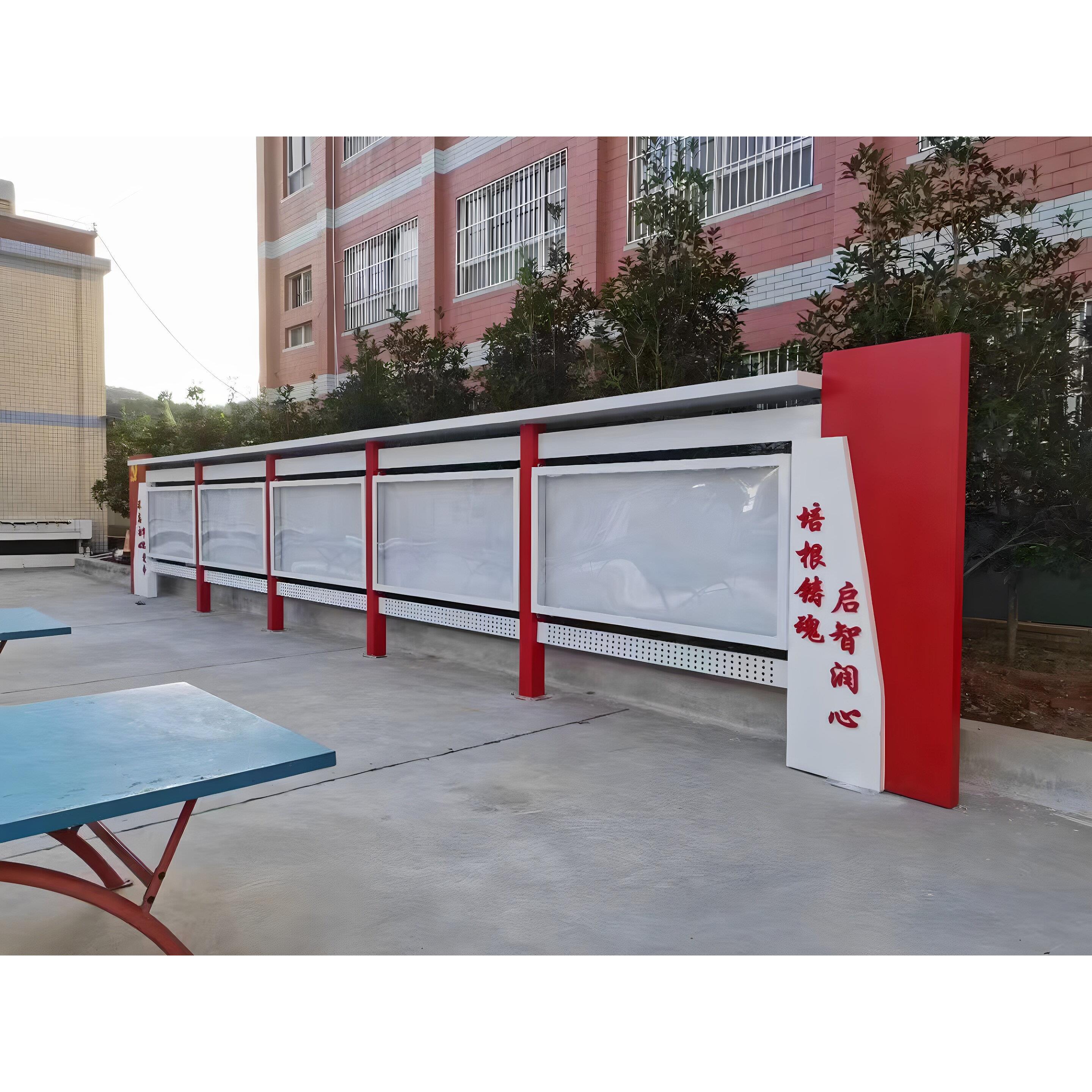 定制公园景观小品不锈钢宣传栏校园公告栏灯箱文化长廊橱窗公示栏