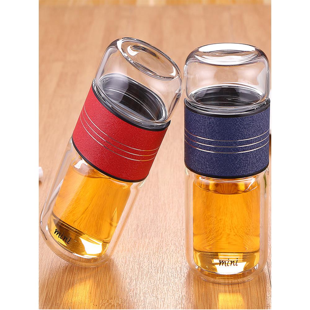 茶水分离杯带过滤杯女士双层杯便携式水杯花茶可爱流行玻璃杯