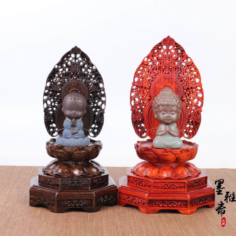 红木观音神像莲花座台实木佛像雕刻摆件底座神龛圣像加高木制底座