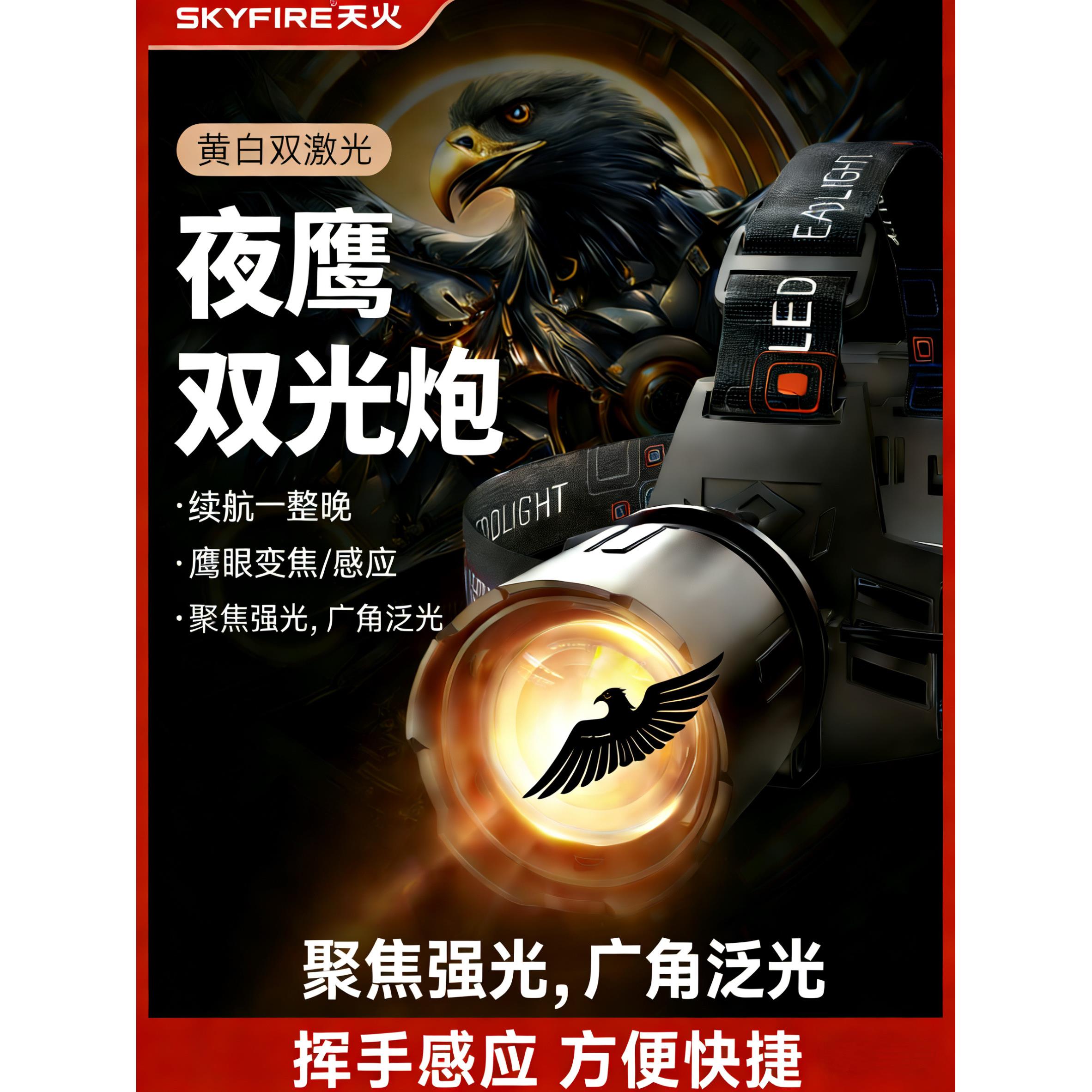 头灯2026新款强光充电超亮头戴式手电筒钓鱼专用超长续航矿灯
