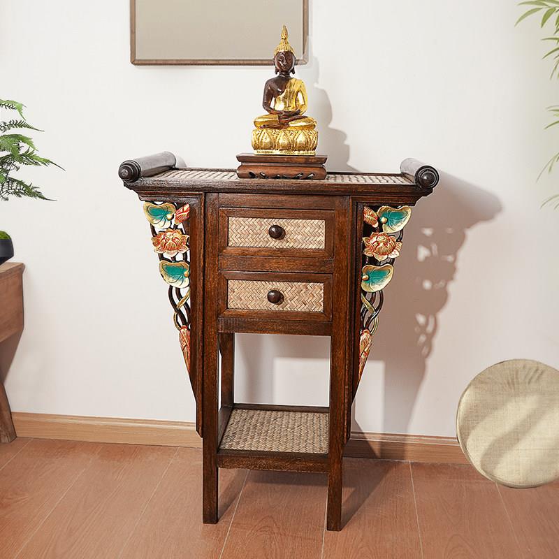泰国实木中堂供桌佛台家用招财神台雕花佛龛中式玄关立柜过道香案