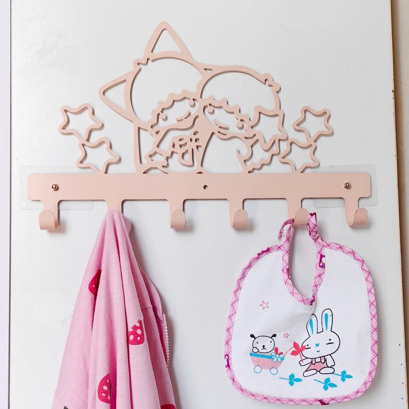 粉色六连挂钩墙壁衣帽挂钩无痕免打孔排钩卡通墙钩挂衣架衣帽挂架,家居饰品,装饰挂钩,淘宝优惠券,粉丝福利购,淘宝优惠卷