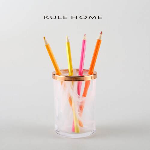 KULE HOME 玻璃笔筒装笔放笔文具笔座笔架收纳盒摆件办公用品笔桶