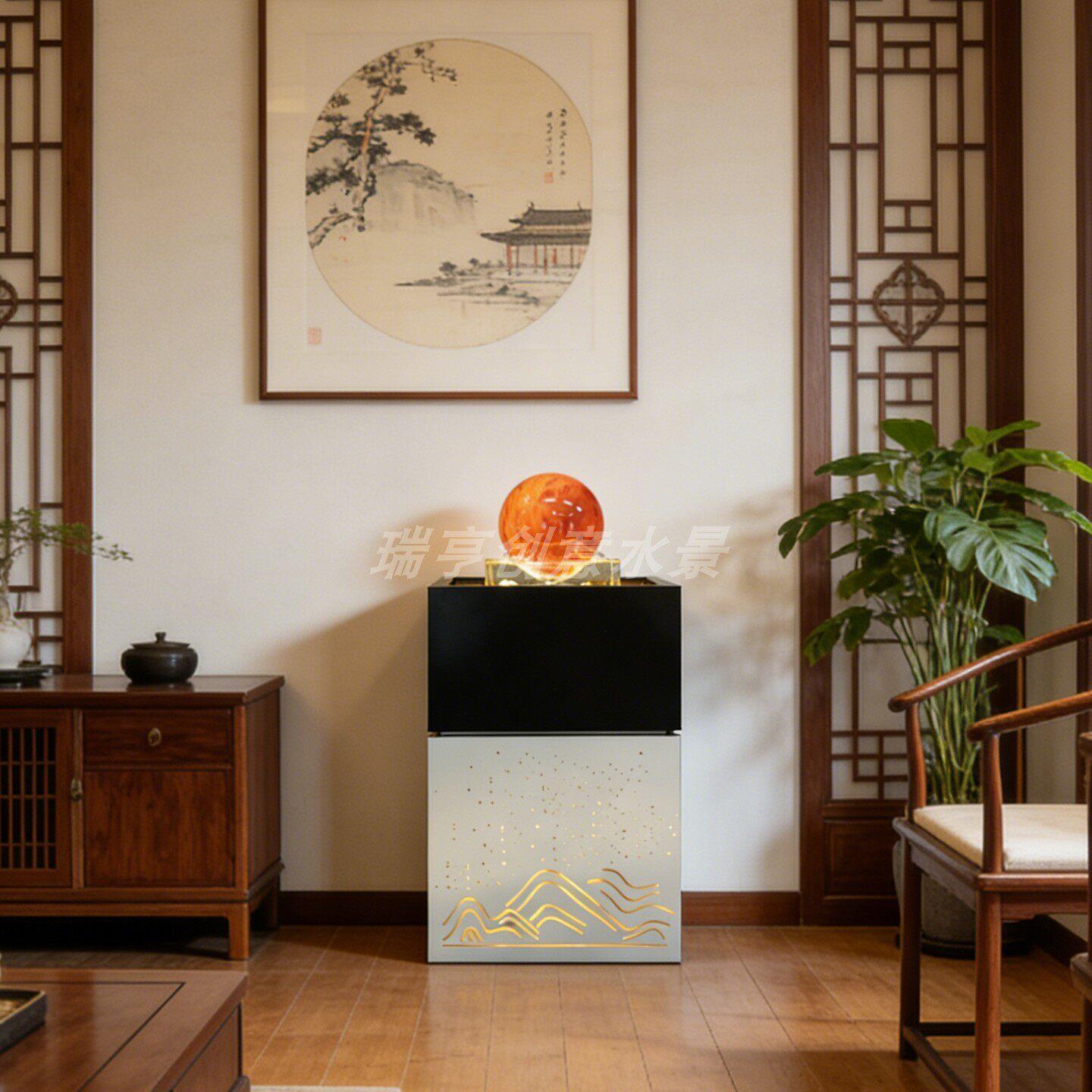不锈钢风生水起旋转水晶球招财流水喷泉乔迁开业礼物玉石球循环水