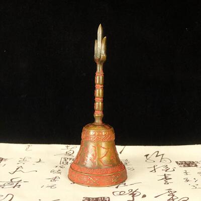道用涂朱砂款刻字雨渐耳紫微讳八卦铃铛纯铜八宝太极八卦铃铛