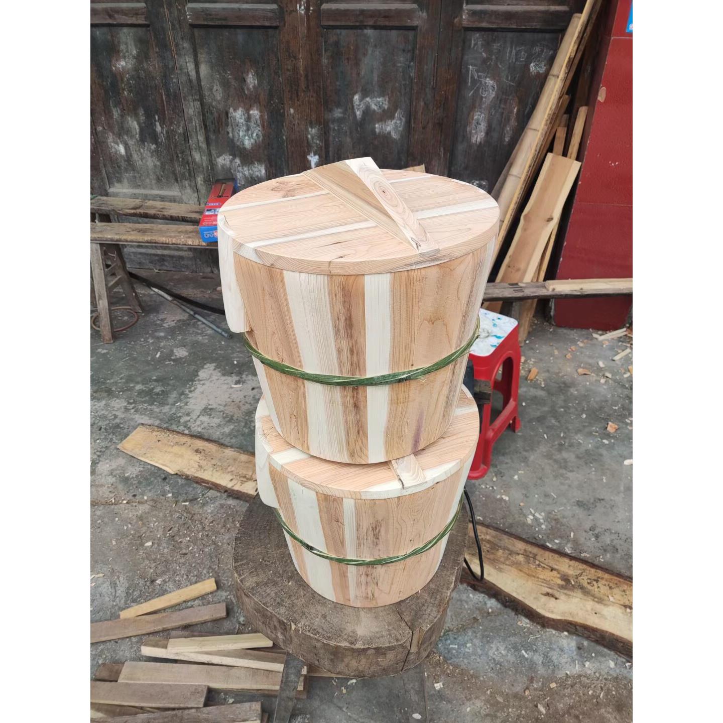 红豆杉木蒸饭木桶甑子家用木桶蒸饭桶大号米饭商用饭蒸笼不锈钢