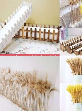 实木插花小栅栏仿真干花白色田园风格桌面假花装饰带泡沫地面栏栅