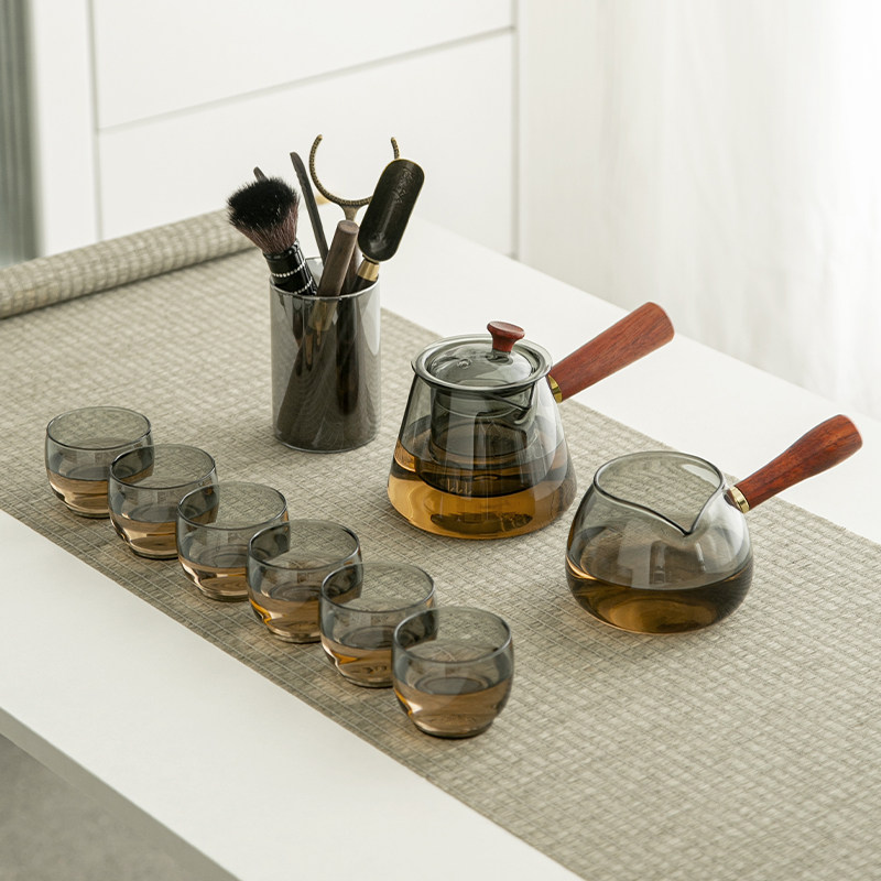 手工耐热玻璃茶壶煮茶器泡茶壶玻璃木把壶烟灰泡办公室功夫套装,餐饮具,整套茶具,淘宝优惠券,粉丝福利购,淘宝优惠卷