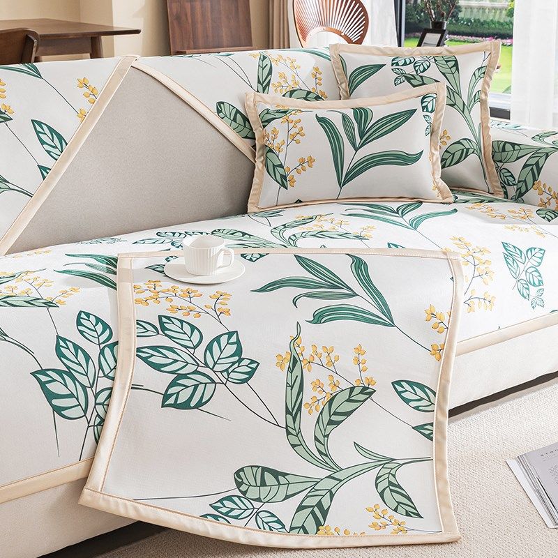 夏季冰丝沙发垫小清新花卉夏天冰藤凉席防滑皮沙发套罩巾盖布定做,居家布艺,沙发垫,淘宝优惠券,粉丝福利购,淘宝优惠卷