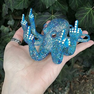 鄙视你的克苏鲁 夜光章鱼装饰摆件创意家居恶搞庭院树脂工艺品