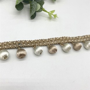 腾川工艺窗帘花边高档短款精致包丝小木珠密度好窗帘配件辅料