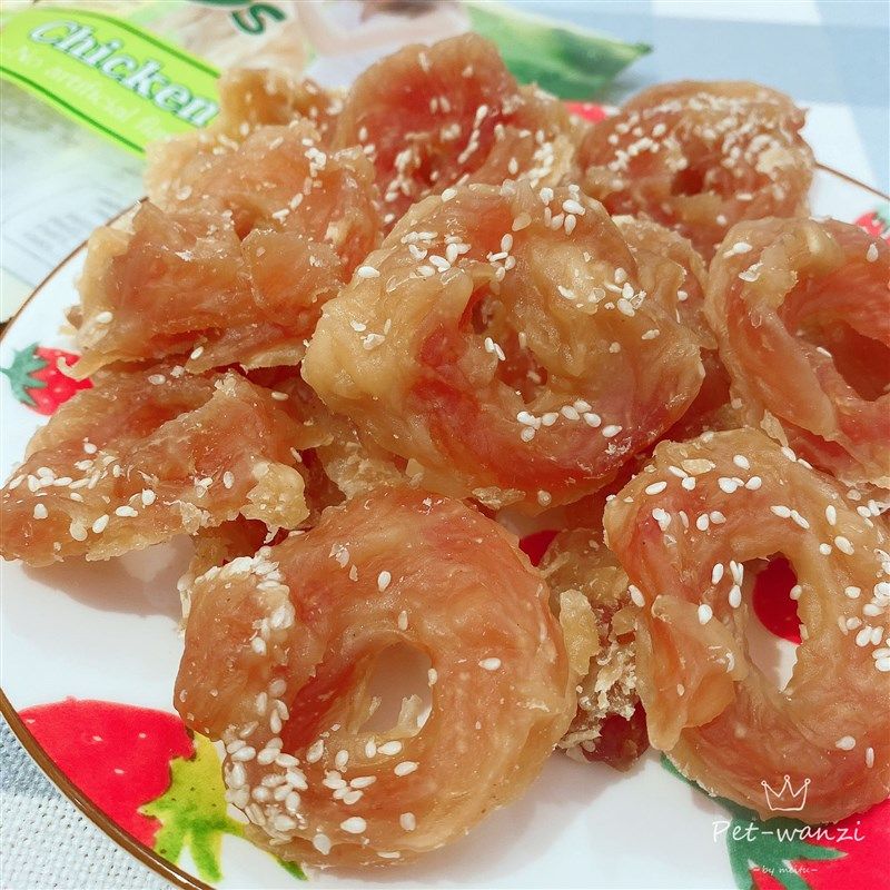 流口水水晶芝麻鸡肉圈 宠物鸡肉条狗狗鸡肉零食泰迪狗奖励训练