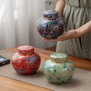 陶瓷茶叶罐空罐大号防潮密封罐散茶茶饼大容量家用储存罐陶罐精品