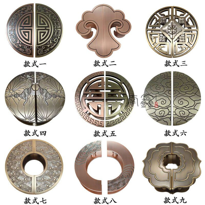 仿古半圆雕刻拉手玻璃门木门把手现代别墅大门把KTV酒店古铜拉手