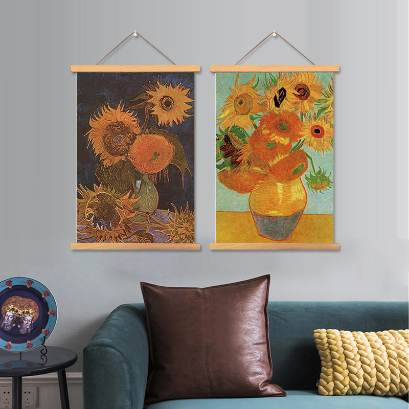 梵高向日葵装饰画餐桌玄关走廊过道客厅餐厅竖版卧室背景墙壁挂画,居家布艺,挂毯/壁毯,淘宝优惠券,粉丝福利购,淘宝优惠卷