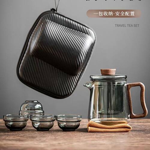 便携旅行玻璃茶具套装车载露营
