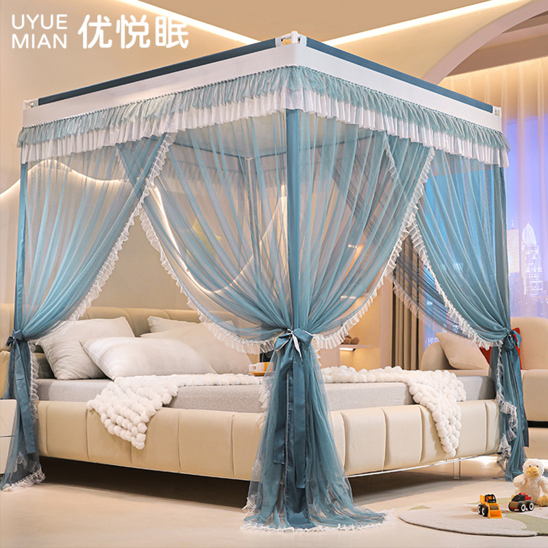 三开门公主风蚊帐家用卧室2024新款高级加厚加粗支架床幔纱免安装