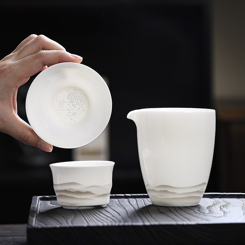 羊脂玉陶瓷公道杯茶海匀杯分茶器茶杯水墨白瓷过滤茶组茶水分离漏,餐饮具,公道杯,淘宝优惠券,粉丝福利购,淘宝优惠卷