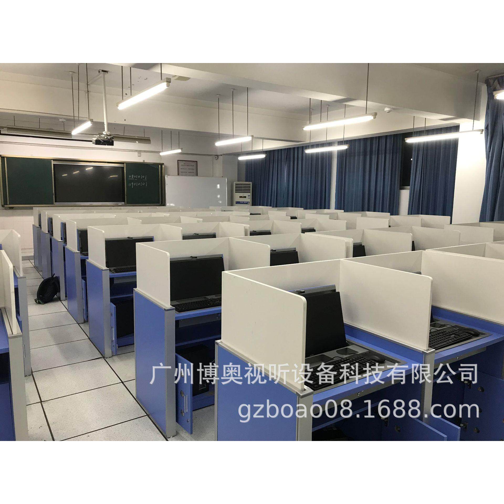 屏风升降卡座(显示器可翻转)，升降屏风考试桌，升降屏风电脑桌