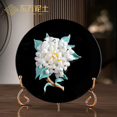 东方泥土中式 饰品 纯手工捏花小挂盘陶瓷家居客厅书房博古架摆件装