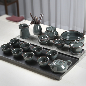 陶瓷功夫茶具套装青瓷哥窑冰裂纹茶壶盖碗家用客厅泡茶器送礼