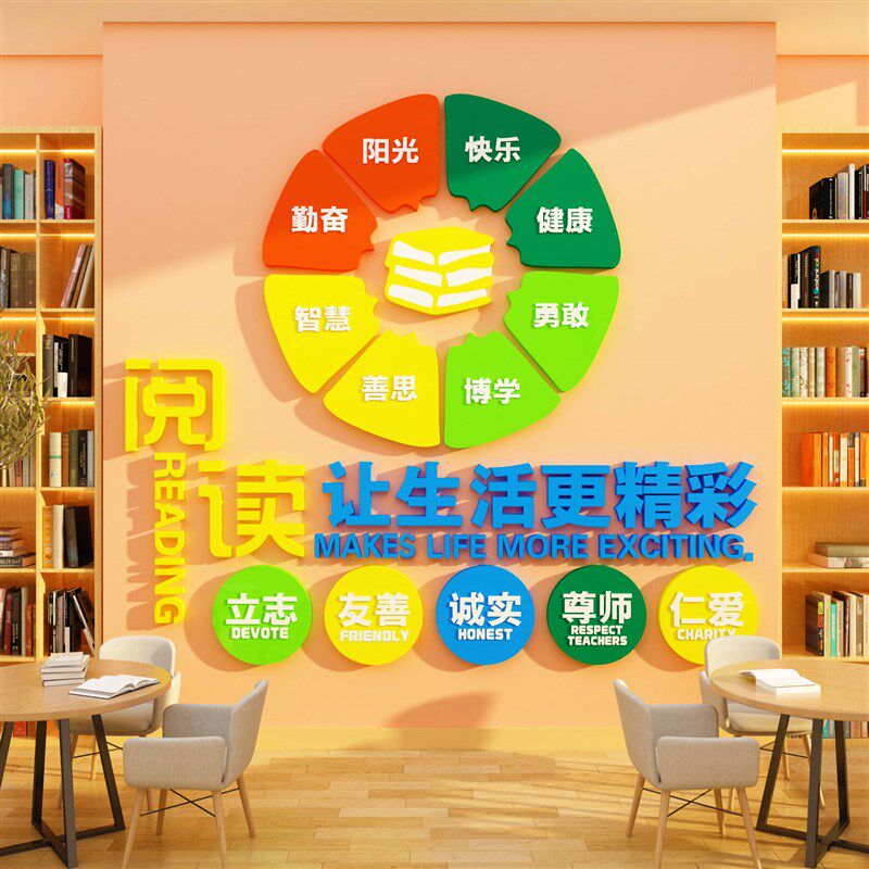 绘本馆墙面装饰读图书角布置环创幼儿园童阅读室区班文化背景互动,家居饰品,文化墙贴,淘宝优惠券,粉丝福利购,淘宝优惠卷