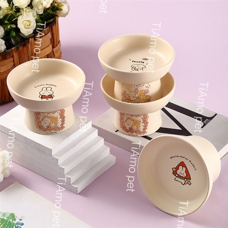 狗碗猫碗陶瓷宠物碗可爱年糕碗童趣印花釉下彩大口径护颈猫咪粮碗,宠物/宠物食品及用品,猫狗碗/慢食碗,淘宝优惠券,粉丝福利购,淘宝优惠卷