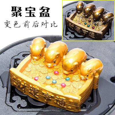 喝水茶宠小猪变色小摆件趣味茶盘装饰可爱茶玩茶具紫砂招财猪可养