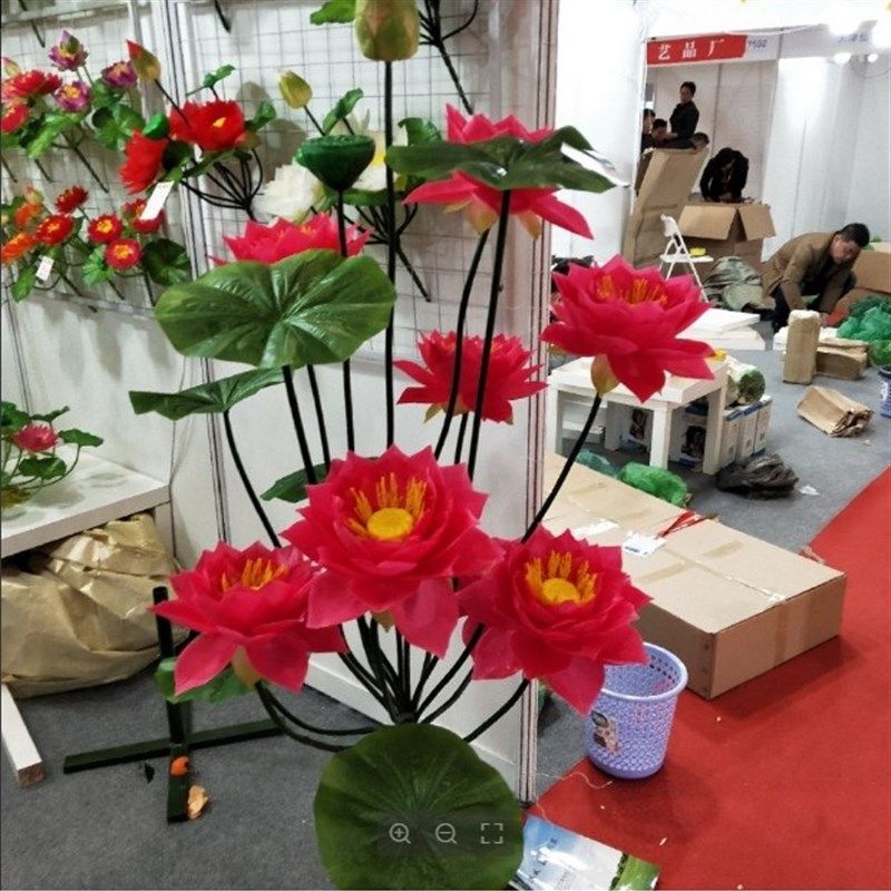仿真荷花树假花莲花睡莲干花枝装饰花艺客厅阳台摆放塑料花仿真花