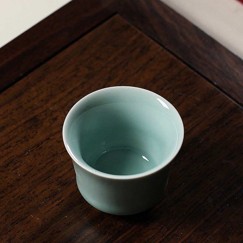 青瓷功夫茶杯龙泉弟窑陶瓷品茗杯单杯子闻香杯茶具小茶盏中式家用
