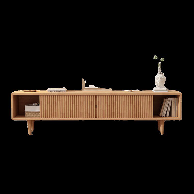 全实木藤编电视柜北欧简约电视机柜小户型客厅家用橡胶木原木地柜