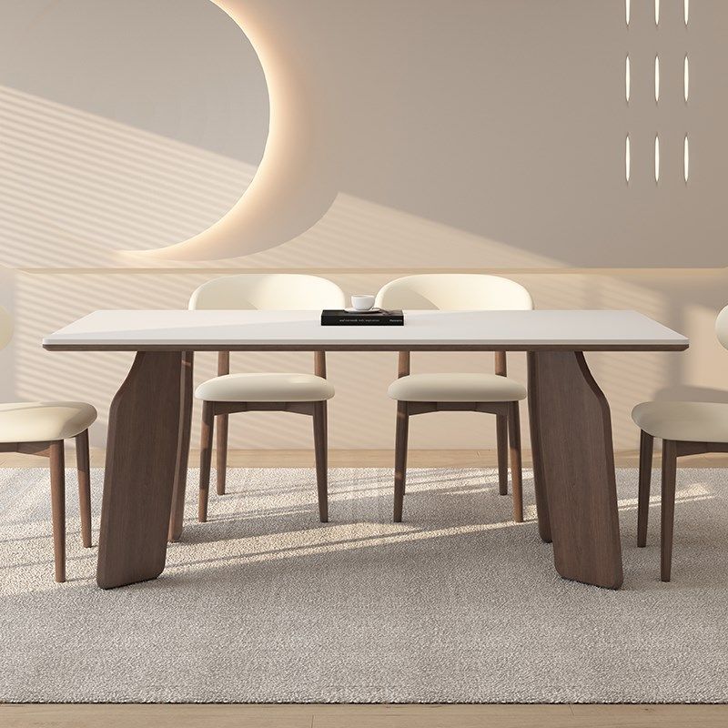 德利丰实木岩板餐桌家用小户型奶油中古风长方形高端全托吃饭桌子,住宅家具,岩板餐桌,淘宝优惠券,粉丝福利购,淘宝优惠卷