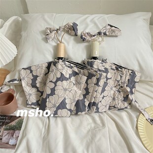 必入!msho定制复古法式花~全自动晴雨两用女折叠遮太阳黑胶雨伞