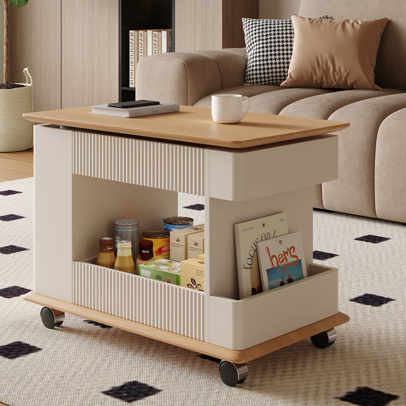 奶油风可移动茶几客厅家用小推车茶桌小户型升降原木边几沙发边柜,住宅家具,茶几,淘宝优惠券,粉丝福利购,淘宝优惠卷