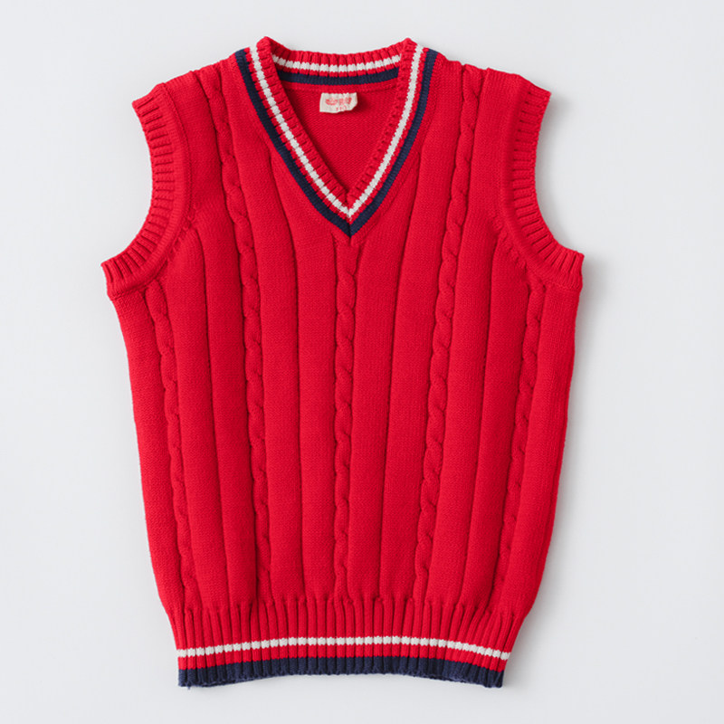 儿童毛衣背心男童针织毛线2021新款时尚秋季女童纯棉马甲学生校服