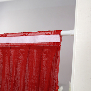 免打孔婚庆用品大红门帘结婚房喜庆防蚊纱蕾丝帘隔断帘家用长款