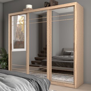 工厂经济型定制简约家用卧室推拉门镜面大衣柜组合整体收纳衣橱