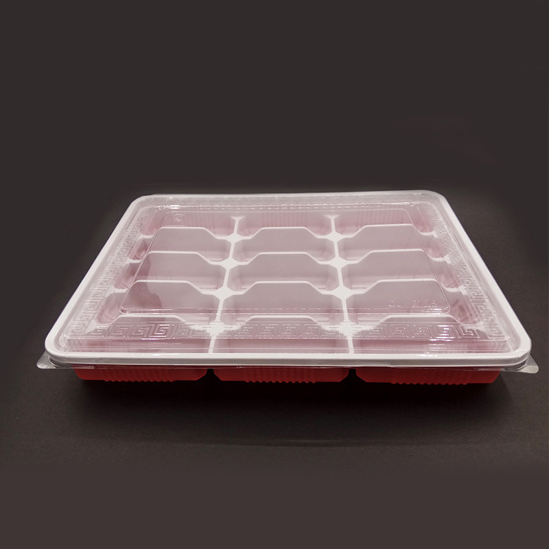 饺子打包盒一次性带盖彩色餐盒塑料水饺托盘外卖大格子100只包邮