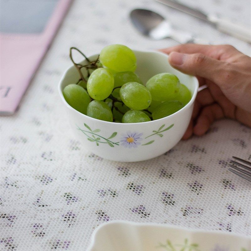 日式小清新骨瓷8英寸方盘 深盘费丽菊手绘家用餐具